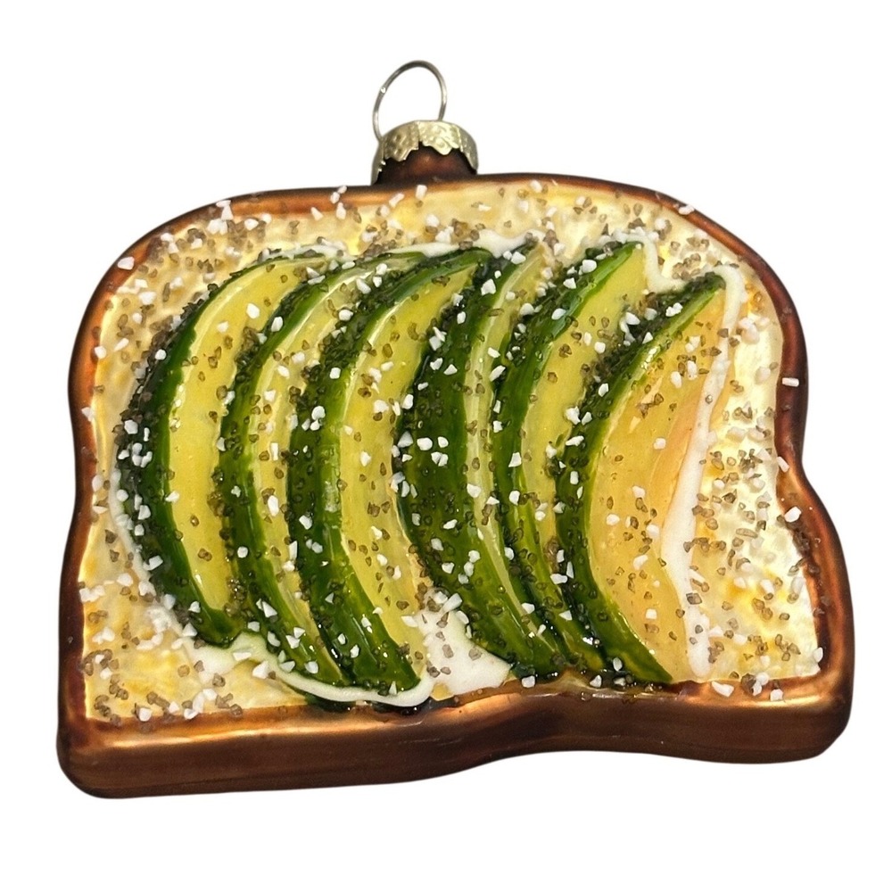 Avocado Toast Glass Christmas Ornament Foodie Gift Holiday Decor Unique Present